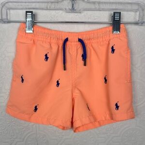 Polo Ralph Lauren Kids Swim Trunks Peach Orange Embroidered Pony Size 3T